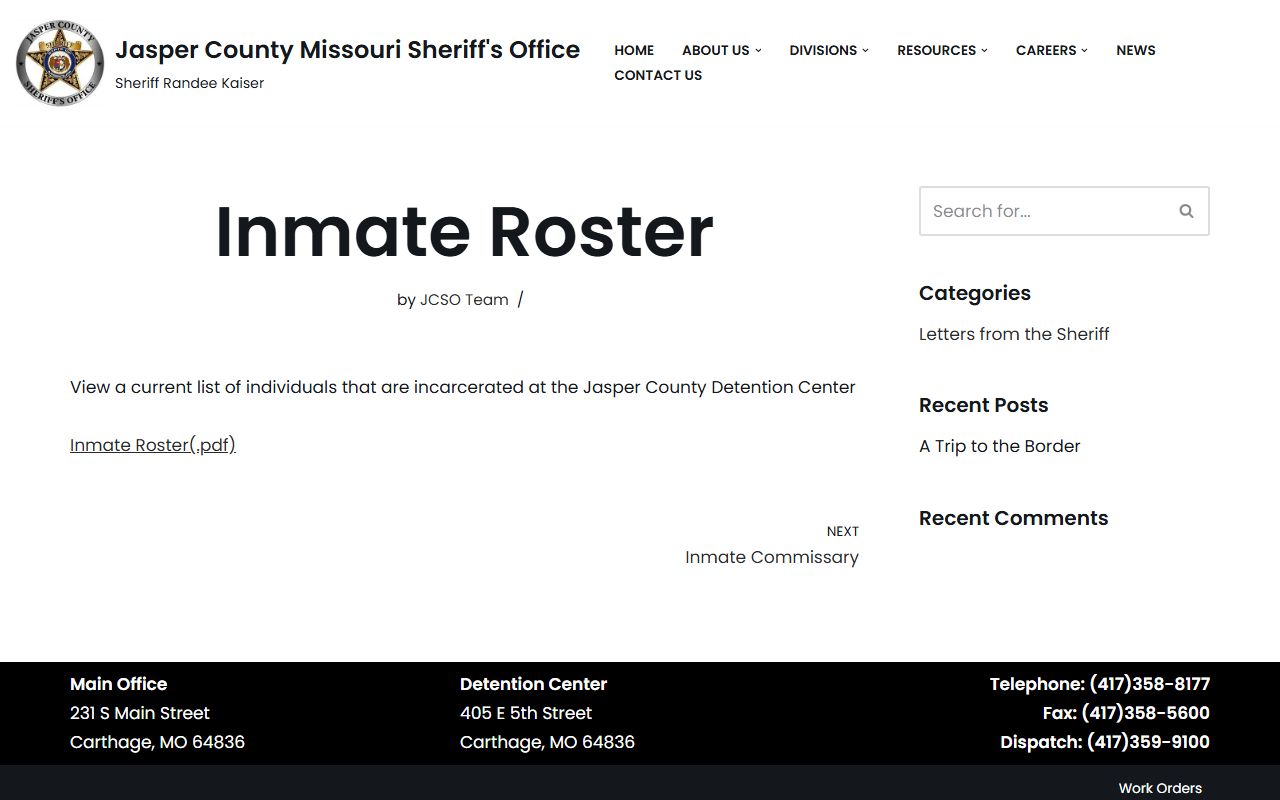 Jasper County Sheriff Joplin Missouri 72 hour booking inmate roster