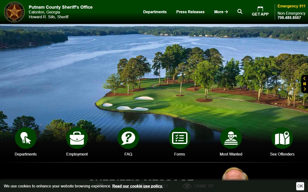 Putnam County Sheriff Office website for 72 hour booking records