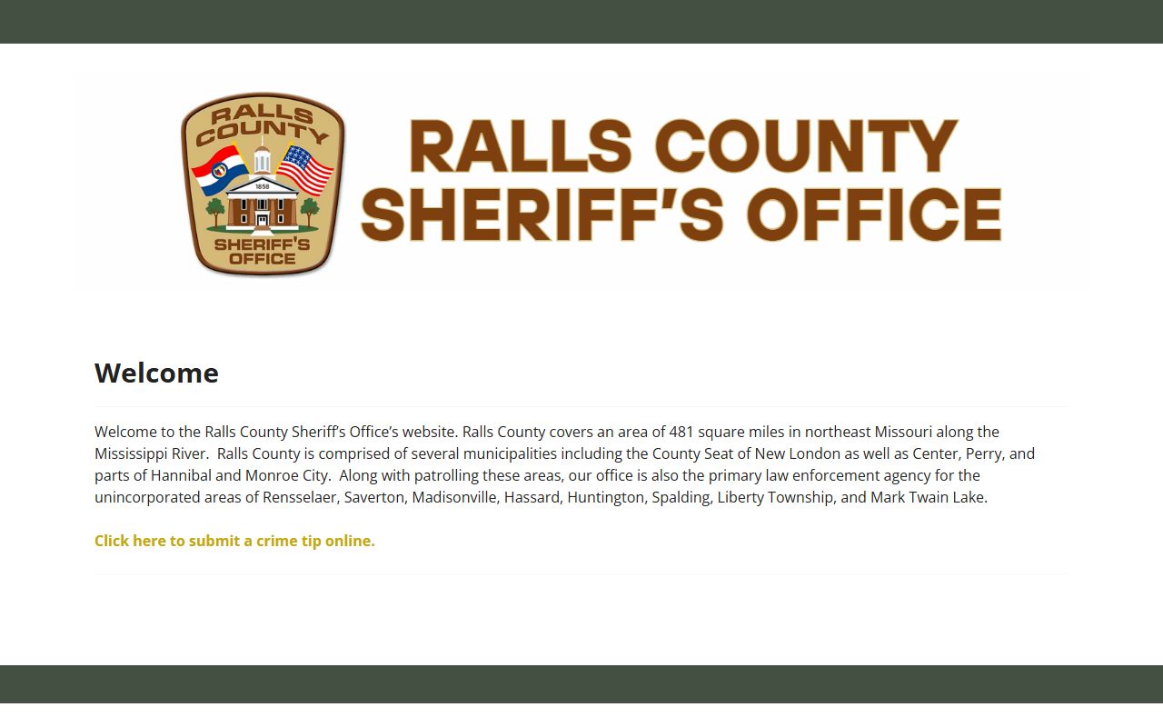 Ralls County Sheriff Office website for 72 hour booking information