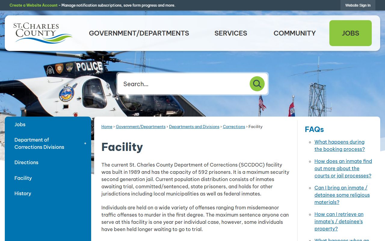 St. Charles County Missouri 72 hour booking police department records