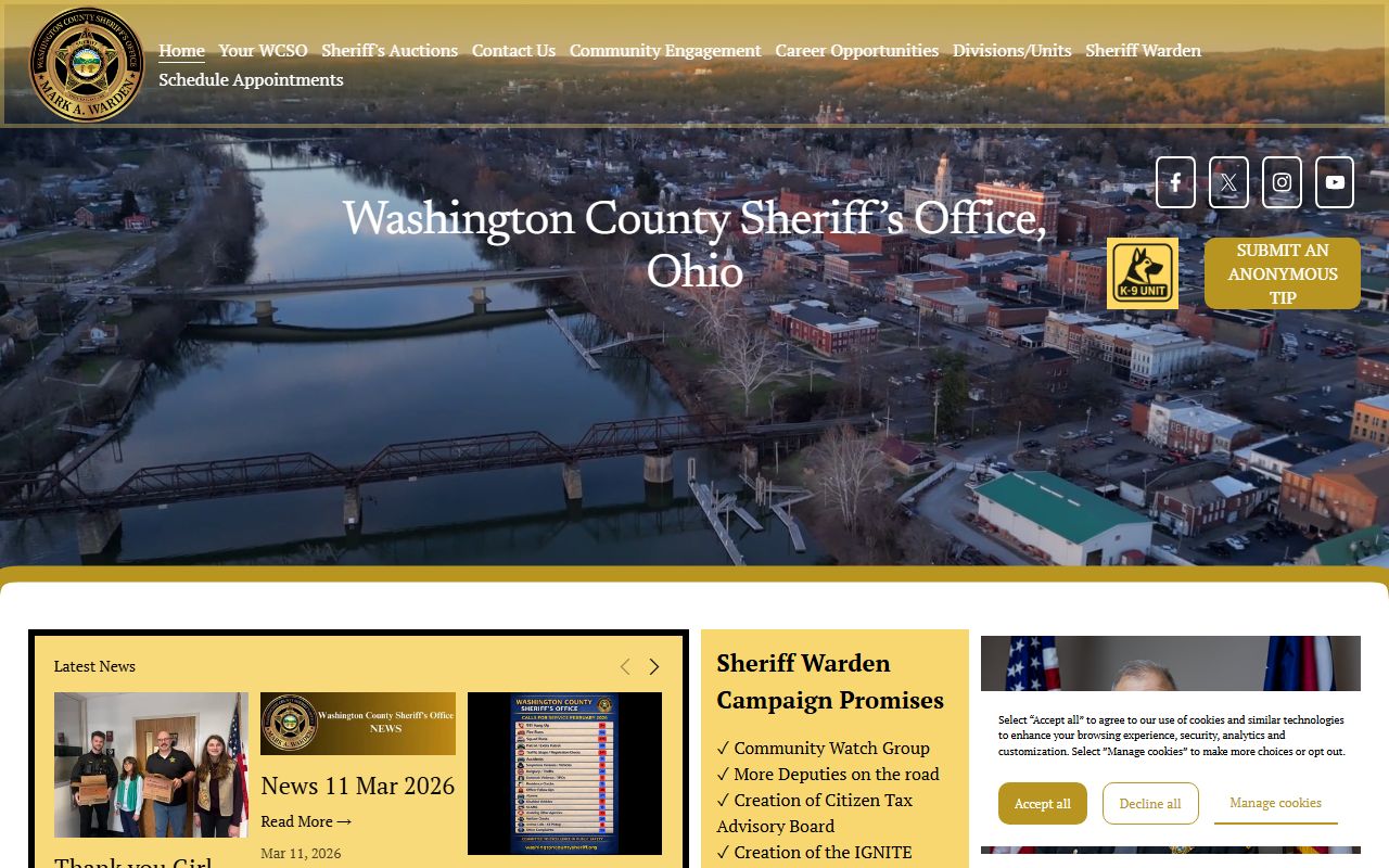 Washington County Sheriff's Office 72 hour booking records