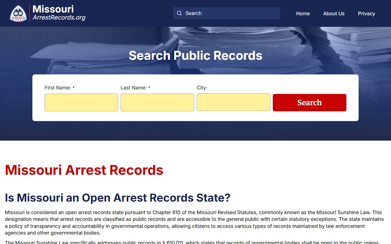 Missouri arrest records statewide guide for 72 hour booking searches